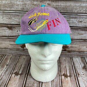 Vtg KICK SOME FUN Fishing 80s 90s Snapback Colorful Cap Hat Men OSFA Made In USA